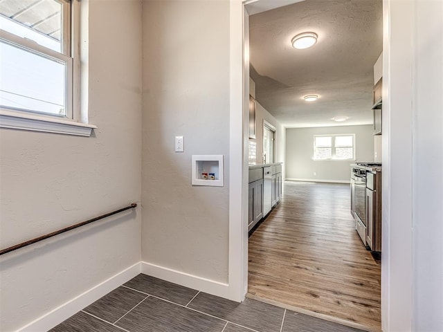 interior space featuring stainless steel gas range oven