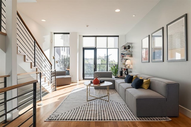 living room featuring light hardwood / wood-style floors