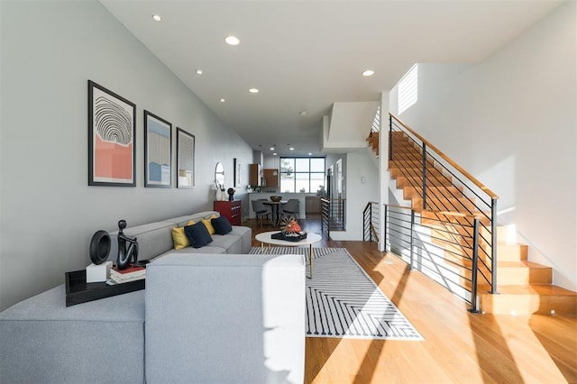 living room featuring light wood-type flooring