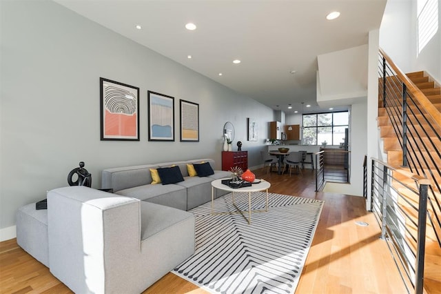 living room with hardwood / wood-style floors