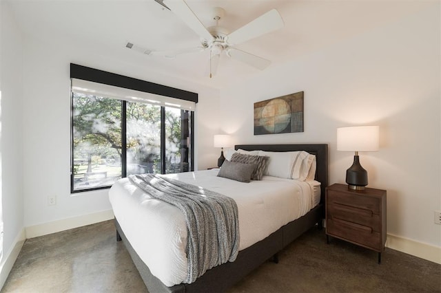 bedroom featuring ceiling fan