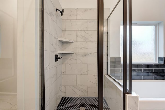 2348 Ridge Pine Rd, Edmond, OK 73034 - bathroom featuring a shower stall and a bath