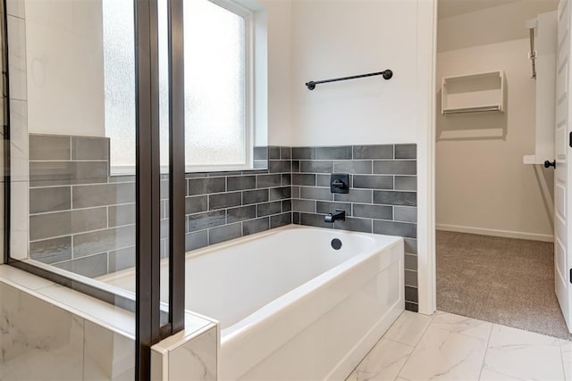 2348 Ridge Pine Rd, Edmond, OK 73034 - full bathroom with a bath and marble look tile flooring