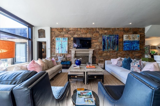 living room with hardwood / wood-style floors