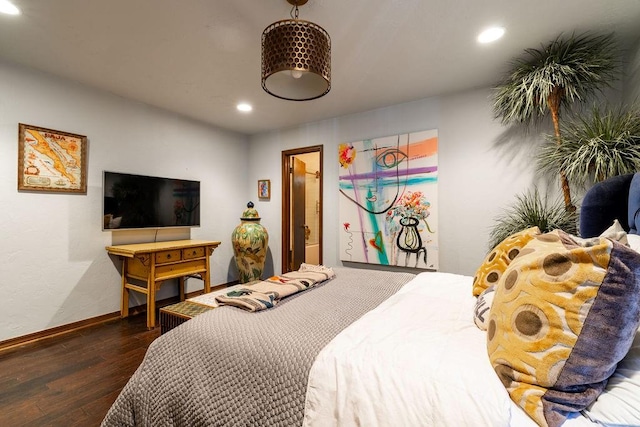 bedroom featuring dark hardwood / wood-style floors