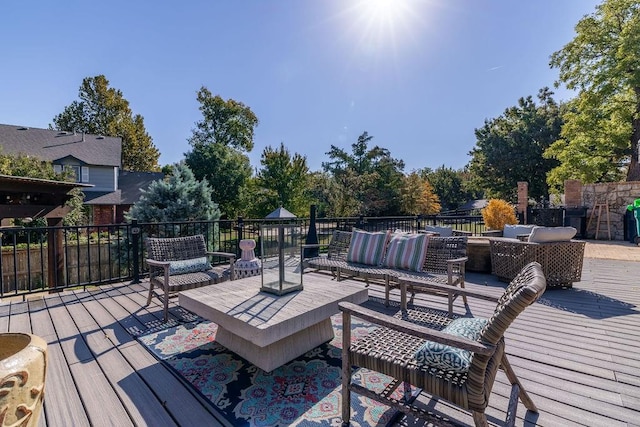 deck featuring an outdoor hangout area