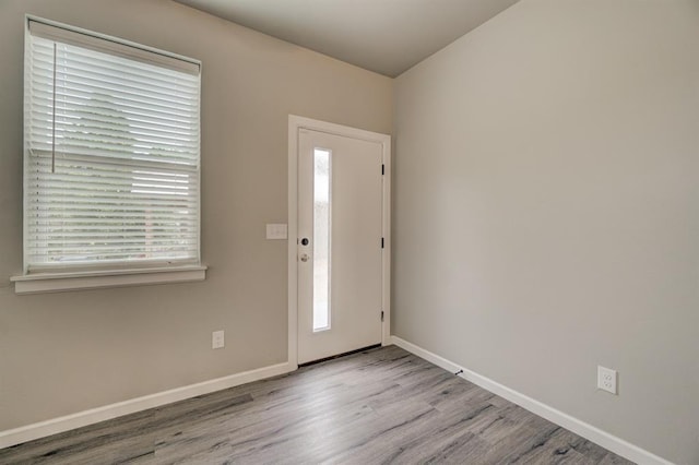 entrance foyer with light hardwood / wood-style floors