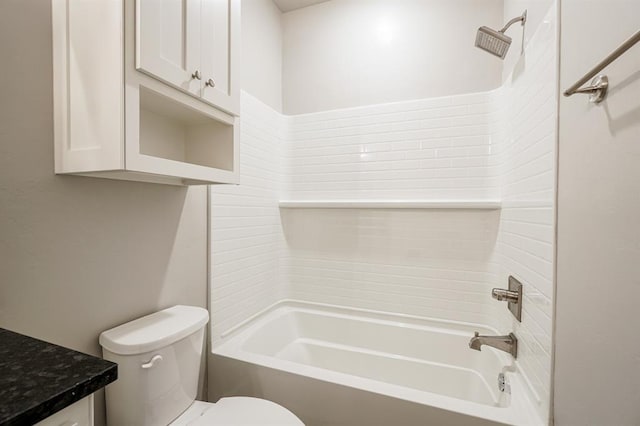 full bathroom with vanity, shower / bathtub combination, and toilet