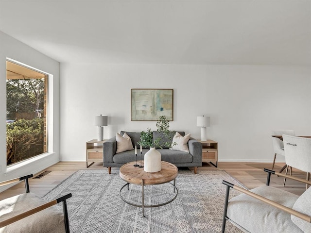 living room featuring light hardwood / wood-style floors