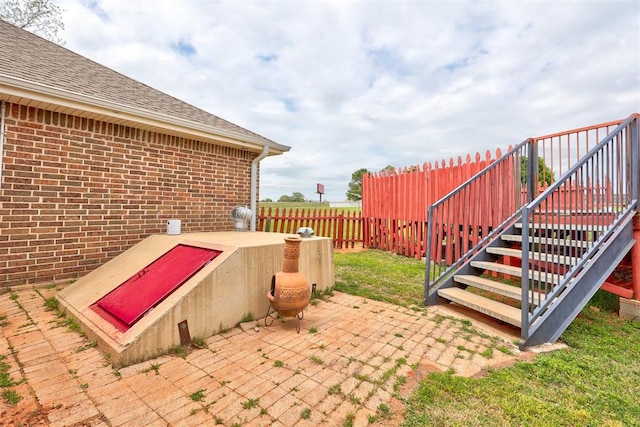 view of storm shelter