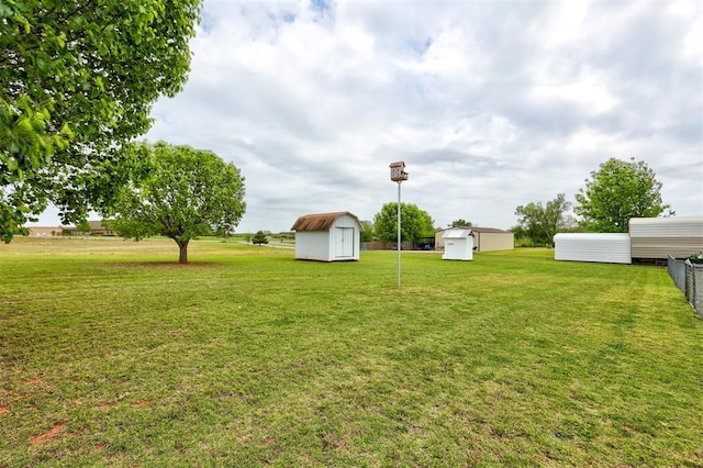 view of yard with a shed