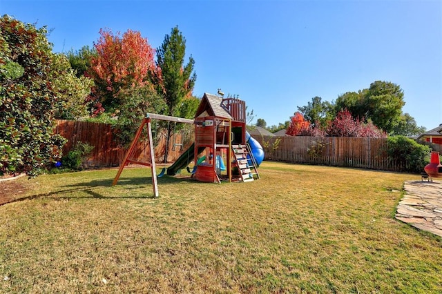 view of play area with a lawn