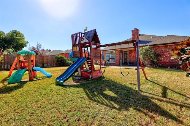 view of play area with a lawn