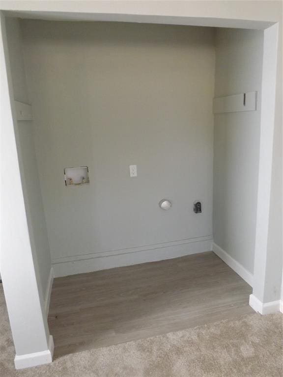 washroom featuring hookup for a washing machine and light hardwood / wood-style flooring