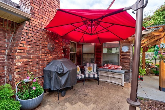 view of patio featuring area for grilling