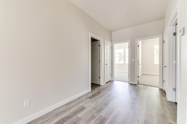 interior space with light hardwood / wood-style floors