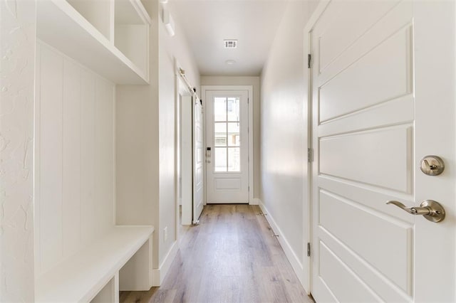 mudroom featuring light hardwood / wood-style flooring