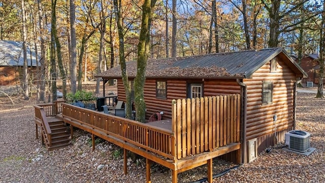 wooden deck with central AC