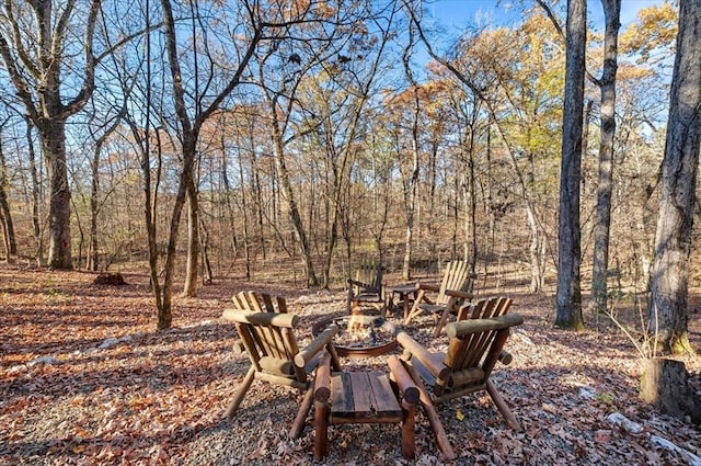 view of patio / terrace featuring a fire pit