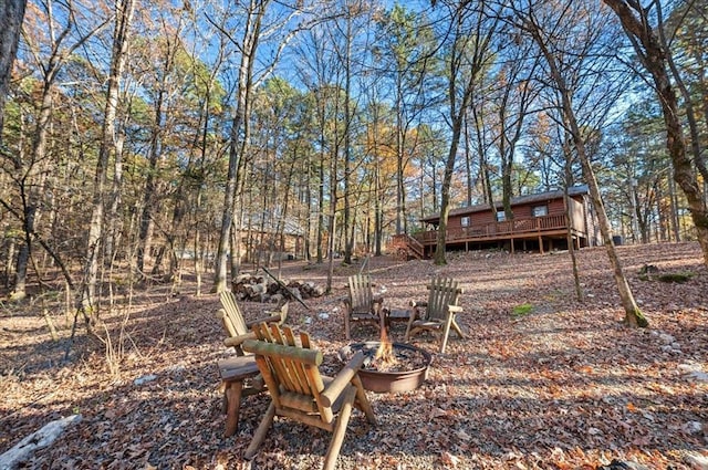 view of yard featuring a deck