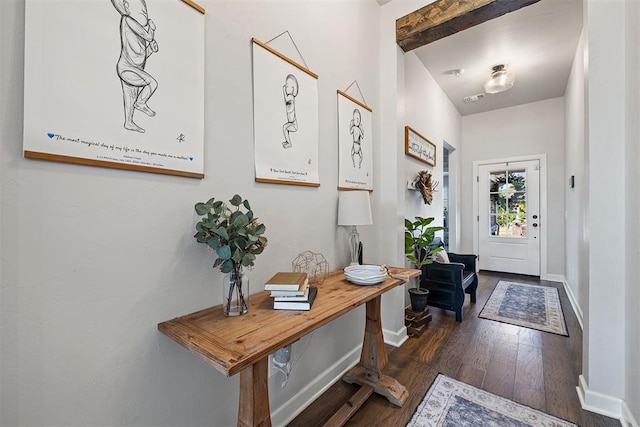 foyer featuring dark hardwood / wood-style floors