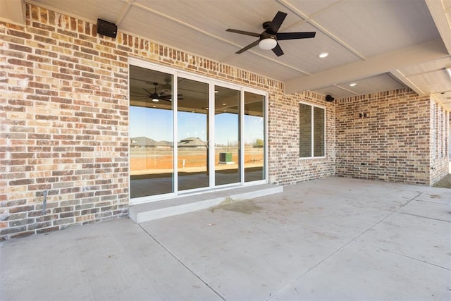 view of patio with a ceiling fan