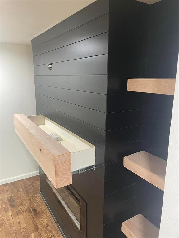 bathroom featuring wood-type flooring