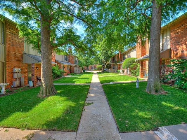 view of property's community with a yard