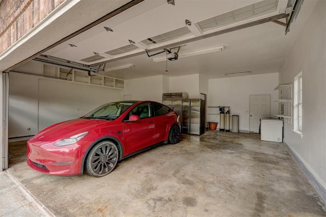 garage with a garage door opener