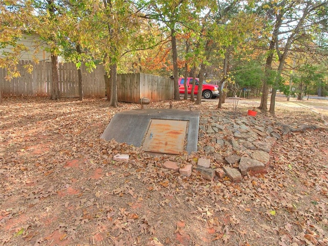 view of storm shelter