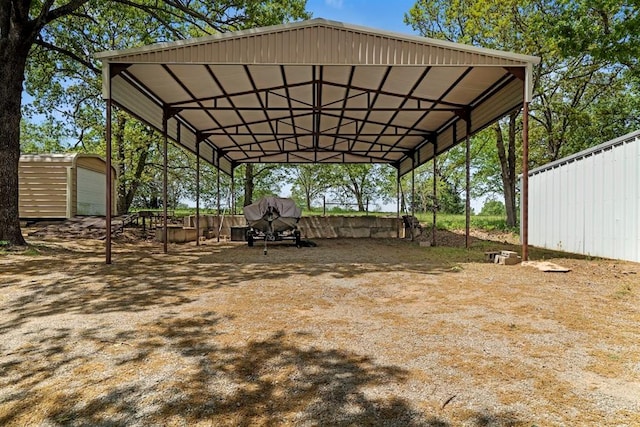 view of parking with a carport