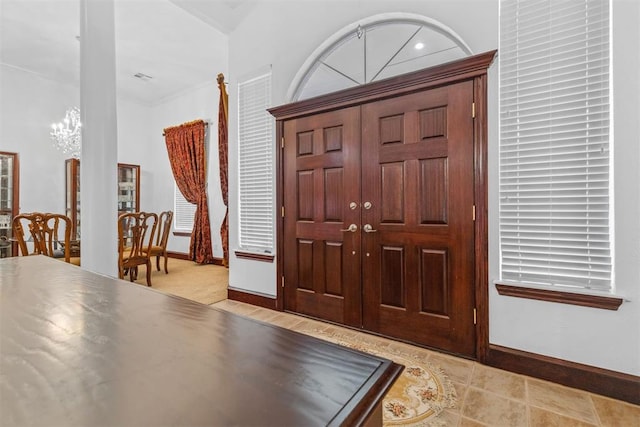 entryway with lofted ceiling