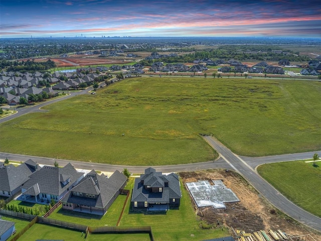 view of aerial view at dusk