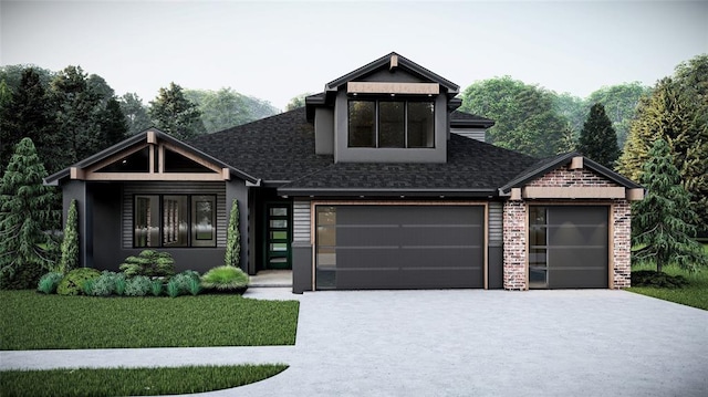 view of front facade featuring a garage and a front yard