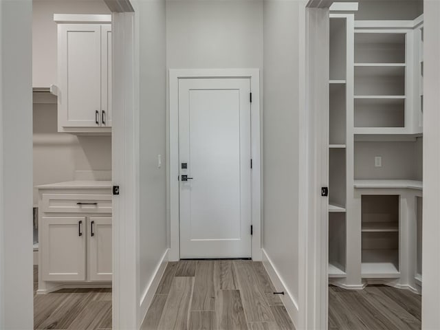 interior space with light hardwood / wood-style flooring