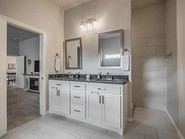 bathroom featuring vanity and tile patterned floors