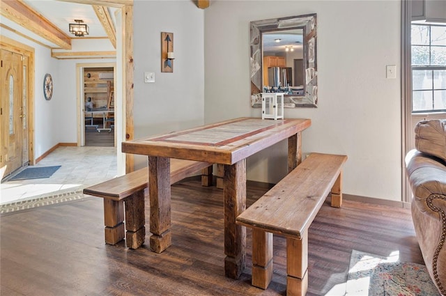 dining area with hardwood / wood-style floors