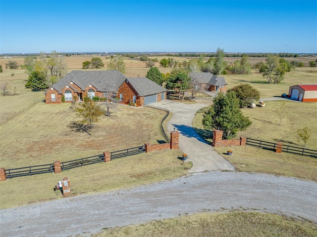 bird's eye view with a rural view