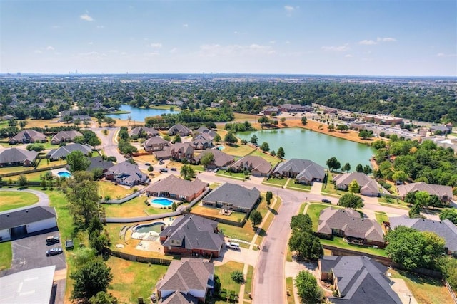 bird's eye view featuring a water view