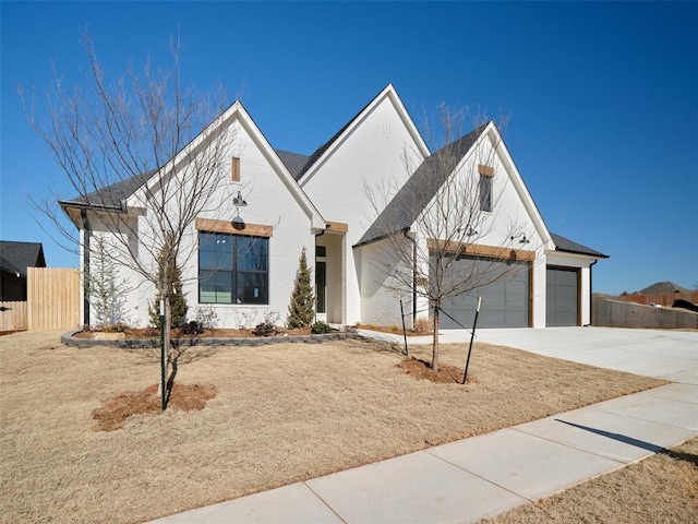 modern farmhouse style home with a garage