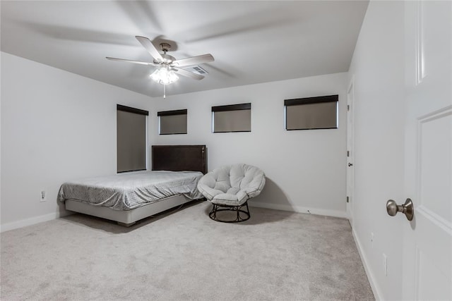 bedroom featuring carpet and ceiling fan