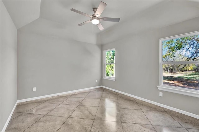 1200 N Lloyd Dr, Oklahoma City, OK 73130 - unfurnished room featuring vaulted ceiling, baseboards, and ceiling fan