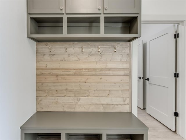 mudroom featuring light hardwood / wood-style flooring