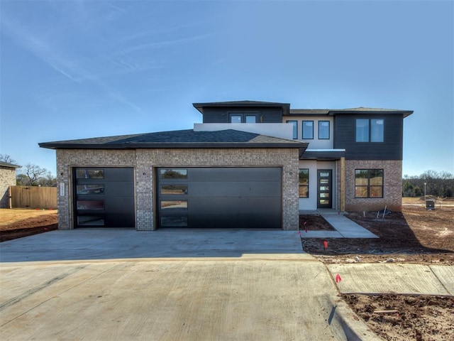 prairie-style home with a garage