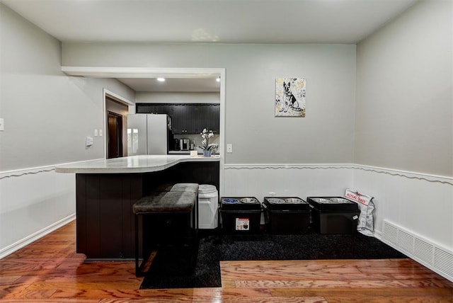 interior space with dark wood-type flooring