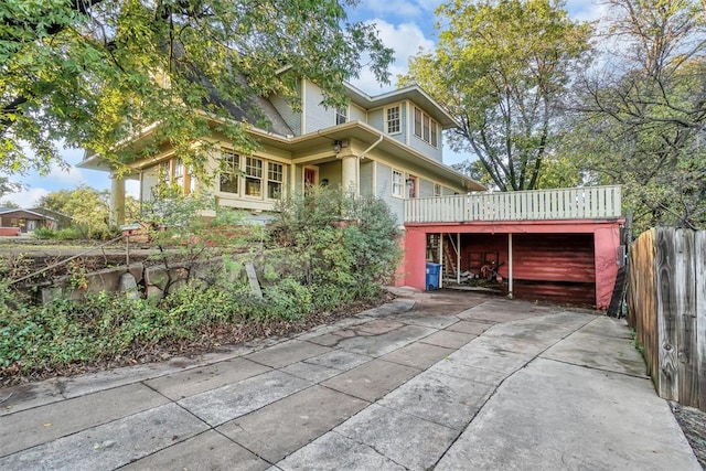 view of front facade with a deck