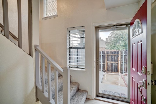 interior space with light hardwood / wood-style floors