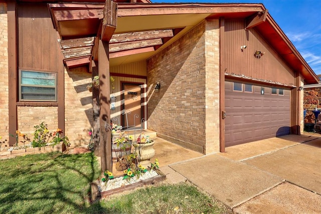 view of side of home with a garage