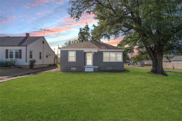 exterior space featuring a lawn