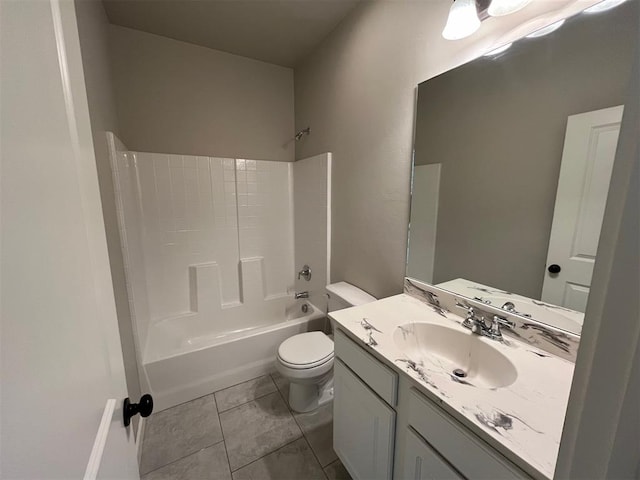 full bathroom featuring tile patterned flooring, vanity, toilet, and bathtub / shower combination